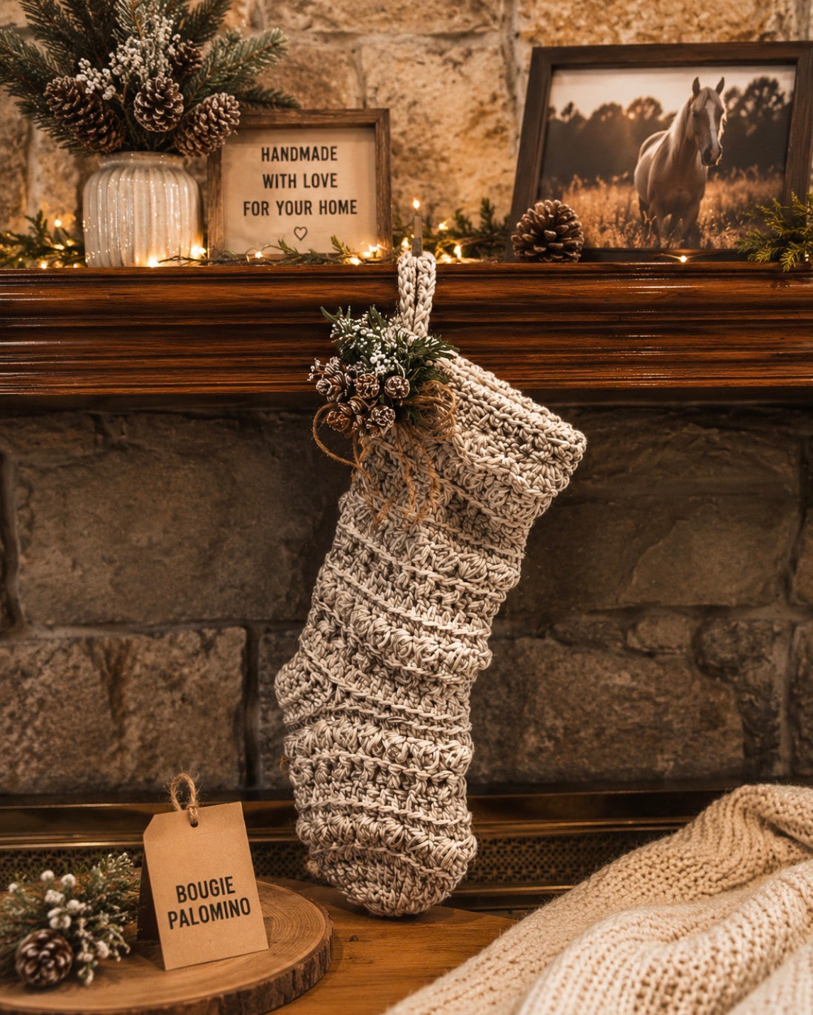 Handmade Crochet holiday stocking