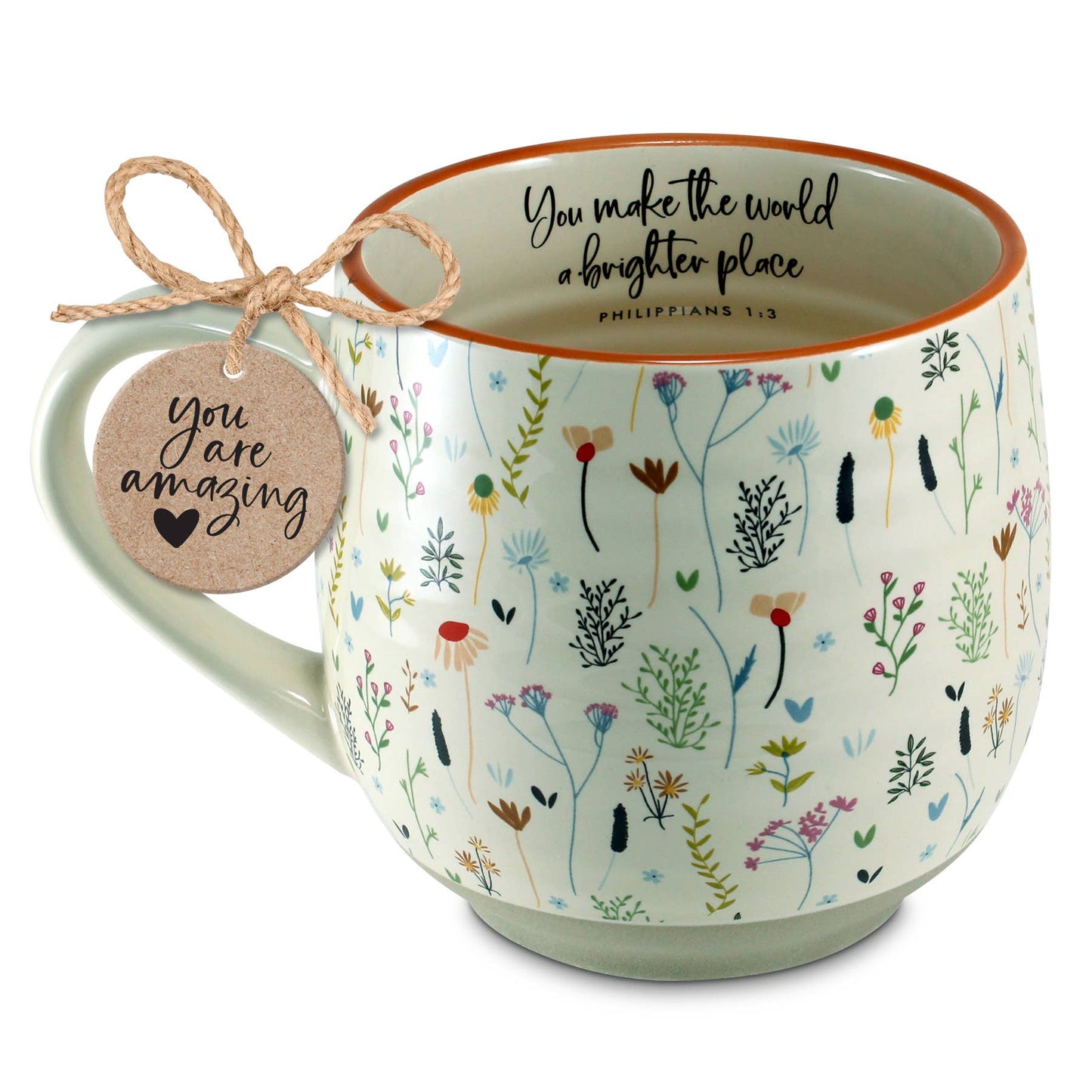 Vintage Floral "Make the World Brighter" Mug